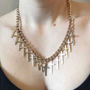 Gold Cross Statement Necklace